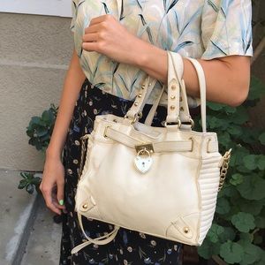 Vintage cream Juicy Couture pebbled leather bag with gold studs